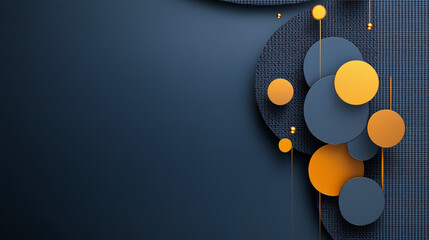 Wall Mural - Blue background with orange circles. Minimalistic background.