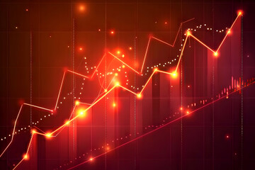 Poster - abstract visualization of financial data trends with glowing lines and points on a dark background
