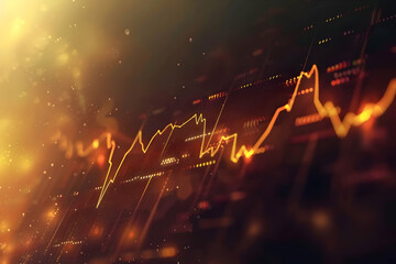 Poster - abstract financial data visualization with glowing graphs and sparkles in a vibrant background