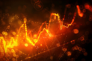 Poster - Abstract representation of financial growth with glowing orange lines and bokeh effects
