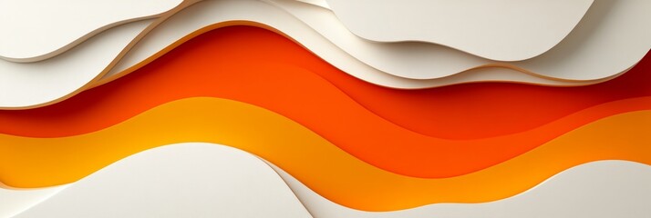 Poster - Abstract Background With 3D Fluid Shapes And Vibrant Orange And White Colors, Dynamic Wallpaper