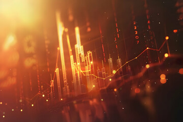 Poster - Abstract visualization of financial data trends with glowing graphs and vibrant colors