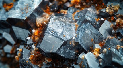 Poster - Detailed view of sparkling mineral crystals revealing sharp edges and fascinating formations under light, highlighting their natural beauty and complexity