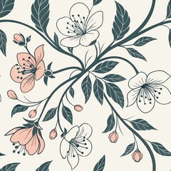 Poster - Seamless patterns. Fabric pattern. Vintage floral wallpaper style. textile, Tile 