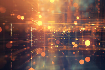 Poster - Abstract digital background with glowing lights and patterns, representing technology and innovation
