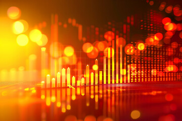 Poster - Abstract representation of financial growth with glowing graphs and vibrant colors in a digital space