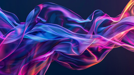 Poster - Colorful abstract waves of translucent fabric flow gracefully in design. Generative AI
