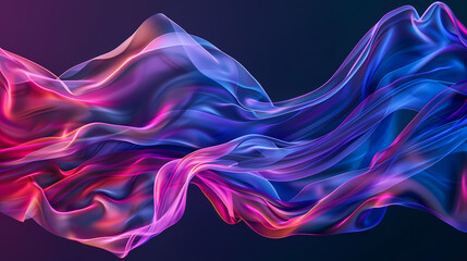 Poster - Colorful flowing fabric design in vibrant shades of pink and blue. Generative AI