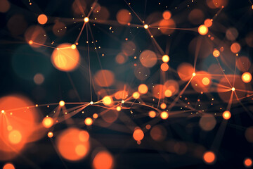 Poster - Abstract representation of interconnected glowing dots and lines on a dark background