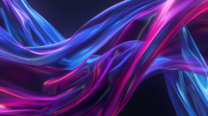 Poster - Colorful abstract ribbons blend beautifully in motion. Generative AI