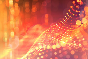 Poster - Vibrant abstract background with glowing dots and waves, ideal for digital design and presentations