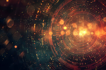 Poster - Abstract digital background with glowing circles and particles, creating a futuristic atmosphere