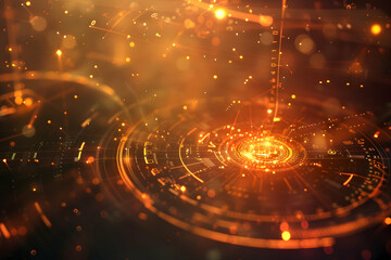 Poster - Abstract digital background with glowing circles and particles, creating a futuristic atmosphere (1)