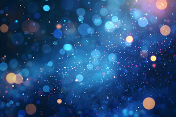 Poster - Vibrant abstract background with colorful bokeh lights and shimmering particles in blue hues