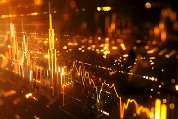 Poster - Abstract representation of financial data trends with glowing graphs and digital elements
