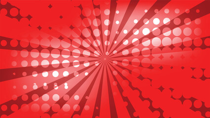 Wall Mural - red sunburst background with graphic abstract dots pattern decoration