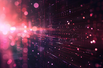 Poster - Abstract digital background with vibrant particles and light streaks creating a dynamic effect