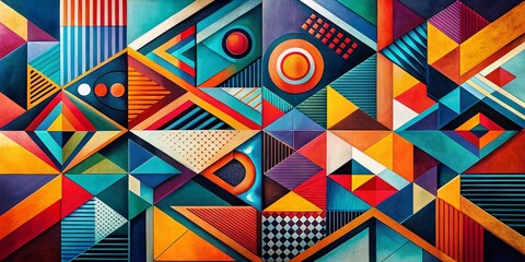 Poster - Abstract Geometric Architecture: Vibrant Color Blocks & Sharp Lines - Stock Photo