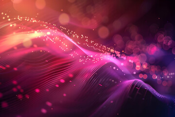 Poster - Abstract colorful waves with glowing particles creating a vibrant digital atmosphere