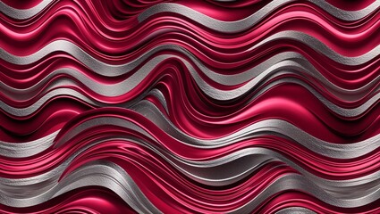 Wall Mural - wavy and swirled crimson and silver brush strokes pattern background