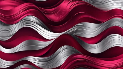 Wall Mural - wavy and swirled crimson and silver brush strokes pattern background