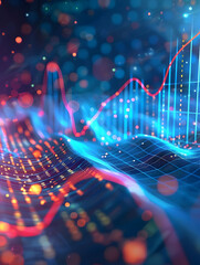 Poster - Abstract digital visualization of colorful data trends and patterns in a futuristic environment