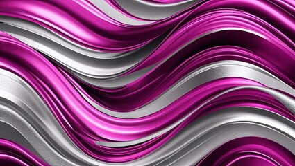 Wall Mural - wavy and swirled fuchsia and silver brush strokes pattern background