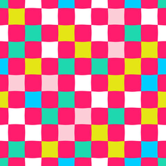 Wall Mural - Multicolored checkered chess background. Vector