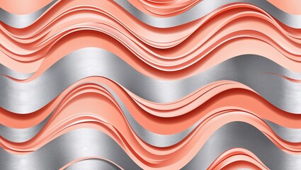 Wall Mural - Wavy and Swirled Peach and Silver brush strokes pattern background