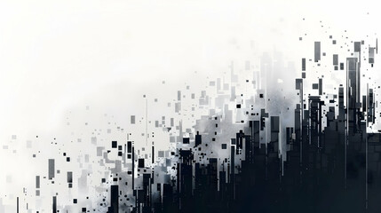 Poster - Abstract digital art depicting a dynamic interplay of light and dark shapes creating depth