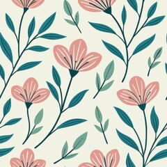 Poster - Seamless patterns. Fabric pattern. Watercolor flowers on a light background. Textile, Tile 