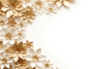 Wall Mural - Gold flower floral border backgrounds pattern white.