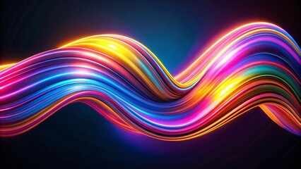 Poster - Abstract Neon Curve Fluid Stripes Wallpaper Background - Bright Wavy Flow Lines