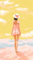 Wall Mural - Summer painting relaxation beachwear.