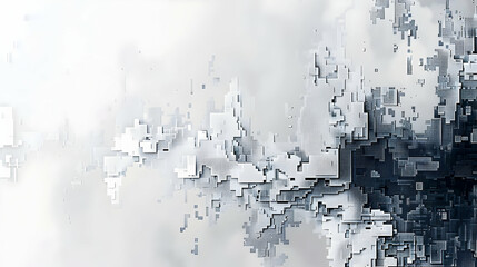 Poster - Abstract digital artwork showcasing a blend of light and dark pixelated textures