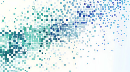 Poster - Abstract digital mosaic pattern with varying shades of blue and green, creating a dynamic visual flow
