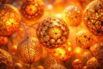 Poster - Abstract Orange Organic Shapes Double Exposure Background Texture