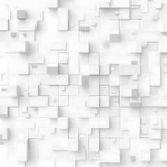 Poster - Abstract white geometric pattern with varying square shapes, creating a modern 3D effect