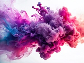 Poster - Abstract Pink & Purple Smoke Art: Elegant Swirls on White Background