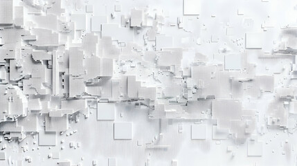 Poster - Abstract digital background featuring fragmented white squares and textures with depth