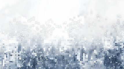 Poster - Abstract digital landscape with soft clouds and pixelated patterns creating a serene atmosphere