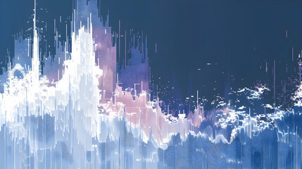 Poster - Abstract digital landscape with vibrant colors and textures resembling ocean waves