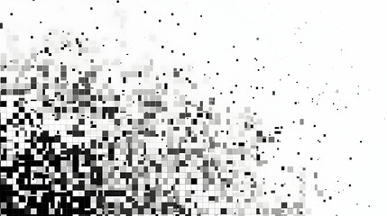 Poster - Abstract monochrome pixelated background with gradient effect and scattered elements