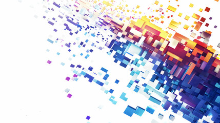 Poster - Abstract colorful digital background with scattered pixels creating a dynamic flow effect