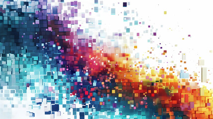Poster - Abstract colorful digital art with vibrant squares and gradients creating a dynamic visual effect