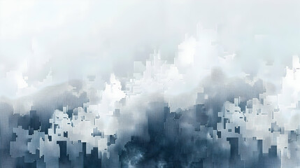 Poster - Abstract digital landscape with soft clouds and fog blending in a serene atmosphere