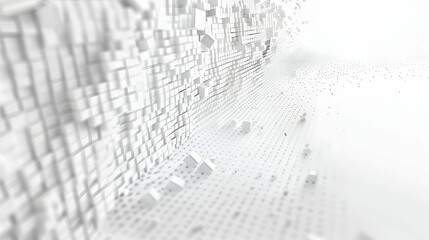 Poster - Abstract representation of a digital landscape with fragmented structures and light effects