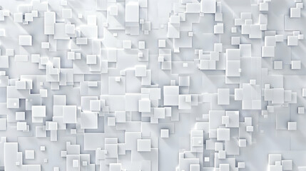Poster - Abstract white geometric pattern with varying square shapes creating a modern design backdrop