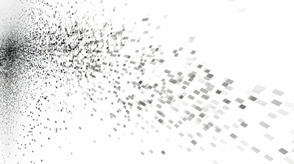 Poster - Abstract pattern of dispersed squares creating a dynamic visual effect against a white background