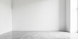 © GiftedFrames - Empty Room Corner with White Walls and Concrete Floor A Minimalist Interior Design Background
